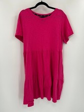 GAP Women's Dress XL Pink Cotton Tiered Short Sleeve Ruffle