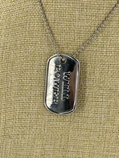 Will Power Dog Tag Necklace Unisex Silver Tone Ball Chain 22 Inch