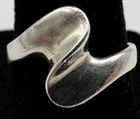 Vintage Modernist 925 Sterling Silver Abstract Wave Squiggle Bypass Ring Size 7
