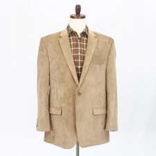 Chaps 48L Brown Sport Coat Blazer Jacket Solid 2-Button Polyester