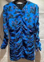 Zara Minikleid Drapierung Blumenmuster Mit Raffungen Blau Gr. M Neu Etikett