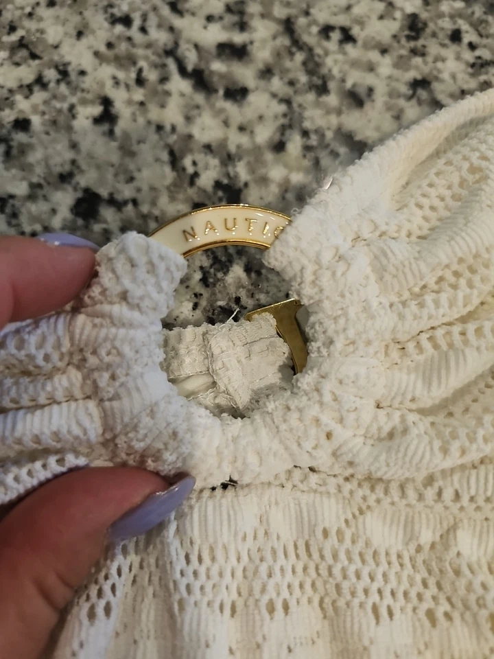 NWOT Nautica Crochet Swimsuit Swimdress White Cream Women Size 14 bandeau - Image 3 of 4