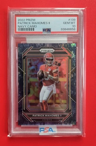 2022 Prizm Patrick Mahomes Navy Camo Prizm /25 PSA 10 Gem Mint