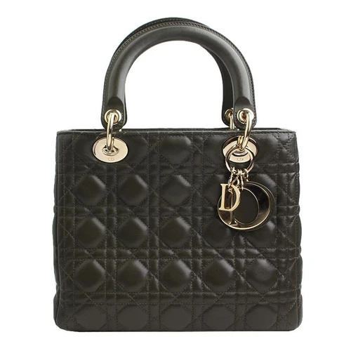 Sac fourre tout et bandoulière Dior Kaki Cannage Lady 12345 55071077