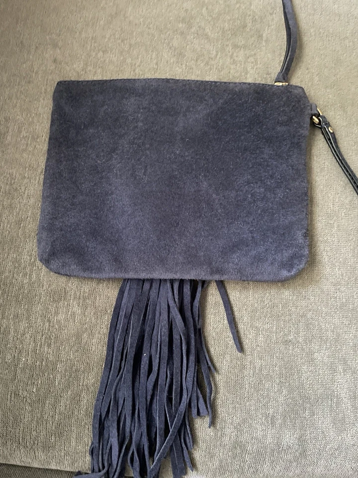 Итальянская замша темно-синий бахрома сумка клатч банановая республика - Изображение 3 из 4