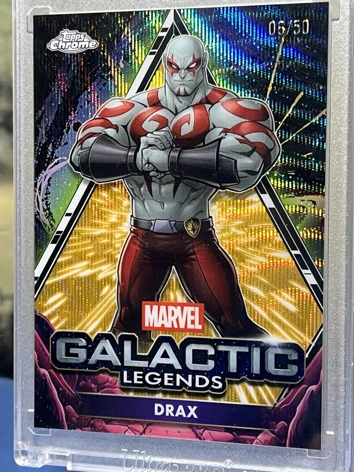 DRAX 2025 Topps Chrome Marvel Galactic Legends Gold Wave /50 SSP - Image 3 of 4