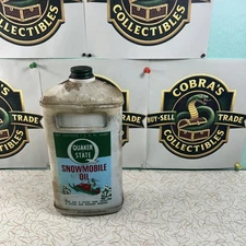 QUAKER STATE SNOWMOBILE MOTOR OIL PLASTIC QUART BOTTLE CAN 2 CYCLE ENGINE 