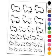 Shetland Sheepdog Sheltie Dog Outline Temporary Tattoo Water Resistant Set