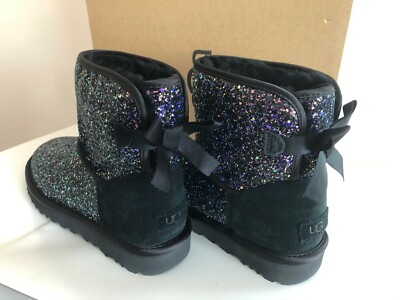NEW WOMEN'S UGG AUSTRALIA CLASSIC MINI BOW CHUNKY GLITTER COSMOS