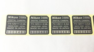 NEW Nikon D800E Base Bottom Serial Number Nameplate Label Sticker Body Code Logo