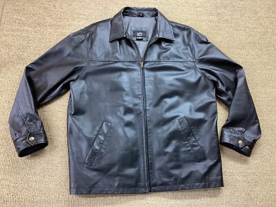 Herren 1860 große schwarze Lederjacke mit Reißverschluss sehr guter Zustand