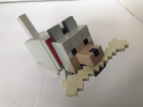 Minecraft Survival Mode 5" TAME-ABLE WOLF con figura de hueso 2015 gris Mattel usado en excelente estado - Imagen 7 de 8