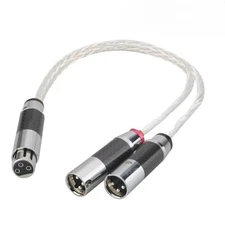 8AG OCC Silver-Plated XLR Y-Splitter Cable Female Carbon Fiber Audio Cable