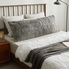 Soft Plush Body Pillow Cover, 20x54 Big Fluffy Body 20" x 54" Dark Gray Ombre