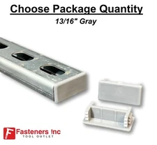 PVC Style Plastic GRAY / GREY End Caps Unistrut Channel 13/16'' D Shallow #EC-1G