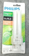 Philips Energy Saver Replacement CFL 13w PL-C Soft White 2700K Light Bulb 5-3/16