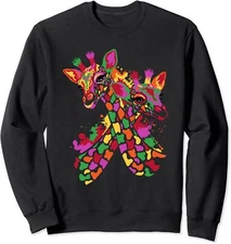Watercolor Giraffe Lover Funny Giraffe Print Gift Unisex Crewneck Sweatshirt