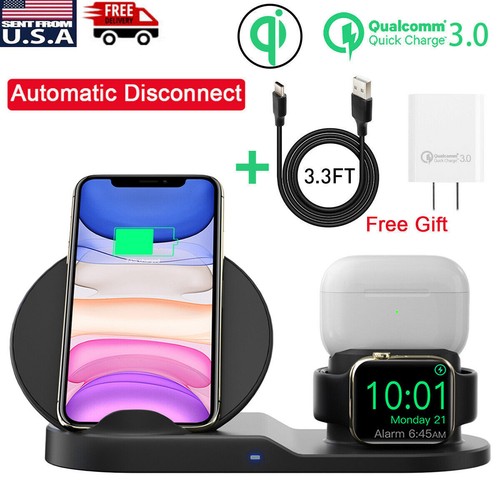 3in1 QI Wireless Charger Charging Station Dock For Apple Watch Phone/Airpod  Pro | eBay