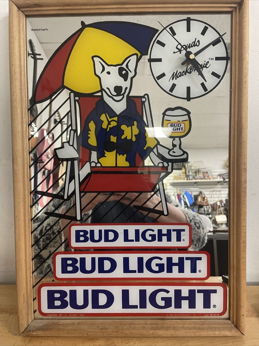 🔥Vintage Bud Light 1986 Spuds Mackenzie Clock by Stamford 🔥Vintage Bud Light 1986 Spuds Mackenzie Clock by Stamford