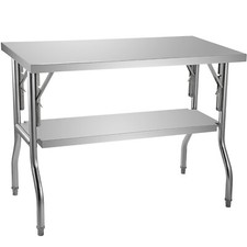 VEVOR Table de Travail Cuisine Pliante Commerciale Préparation Inox 1220x762 mm
