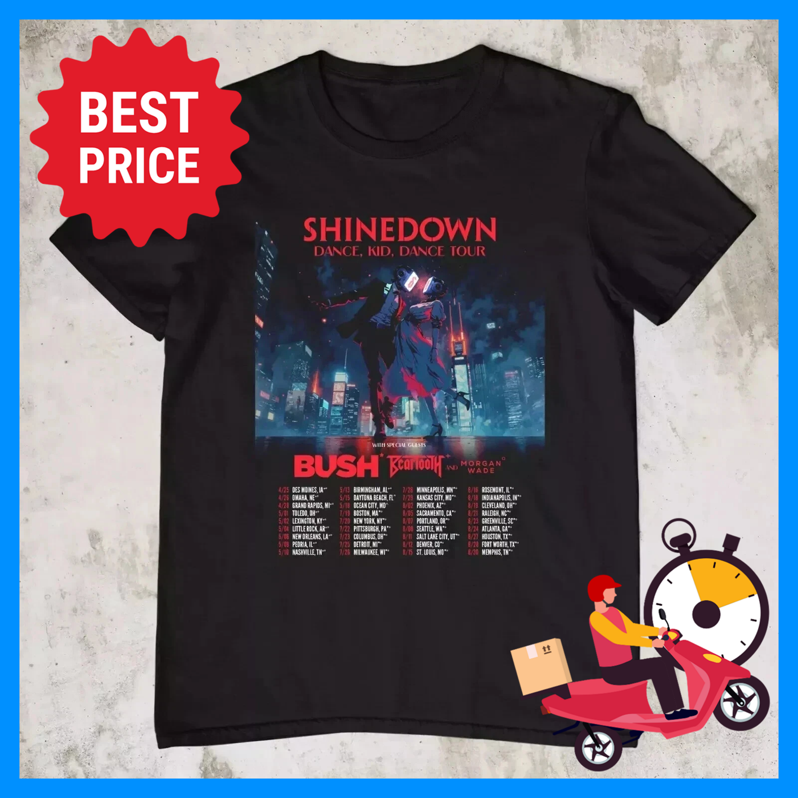 Shinedown 2025 Tour Dance Kid Dance Graphic T-Shirt