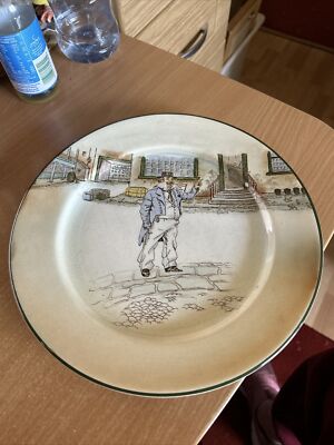 Vintage Royal Doulton Dickens-Ware Captain Cuttle Essteller grüner Rand 10,5'' Acro
