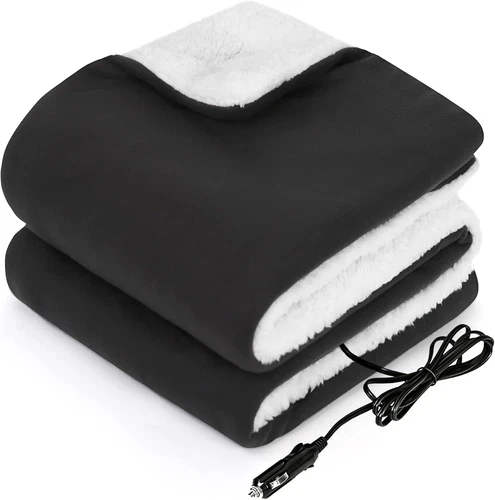 Sealy 12-Volt Heated Car Blanket, Portable Electric Blanket with 3 Heating Level