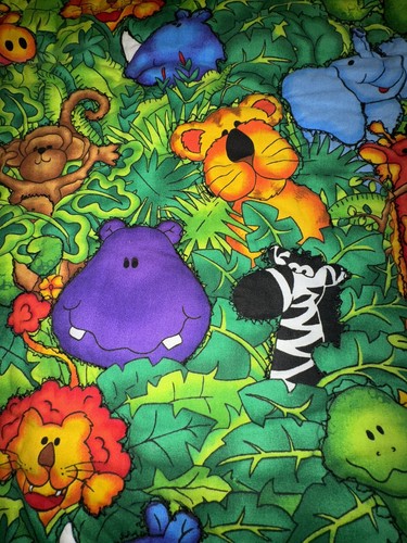 Handmade Quilted Cotton Baby Crib Blanket Jungle Safari Animals Reversible READ - 第 6/10 張圖片