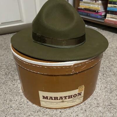 Vintage Boy Scouts Of America Hat 1940 s/ 1950 s Size 7 Americana With Hat Box