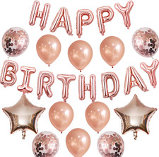 Rose Gold Balloons Happy Birthday Balloons Banner 16 Inch Aluminum Film Letters