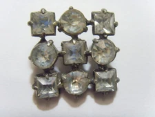 1800s antique 35 mm collector button bejeweled diamante prong set 51574