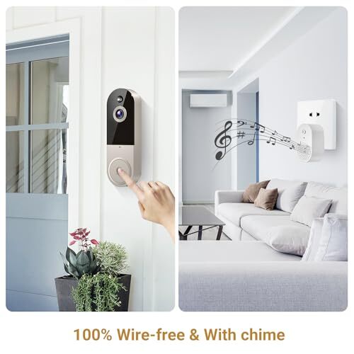 1080P Video Doorbell Camera Wireless In & Outdoor Surveillance Night Vision Cam - Picture 4 of 11