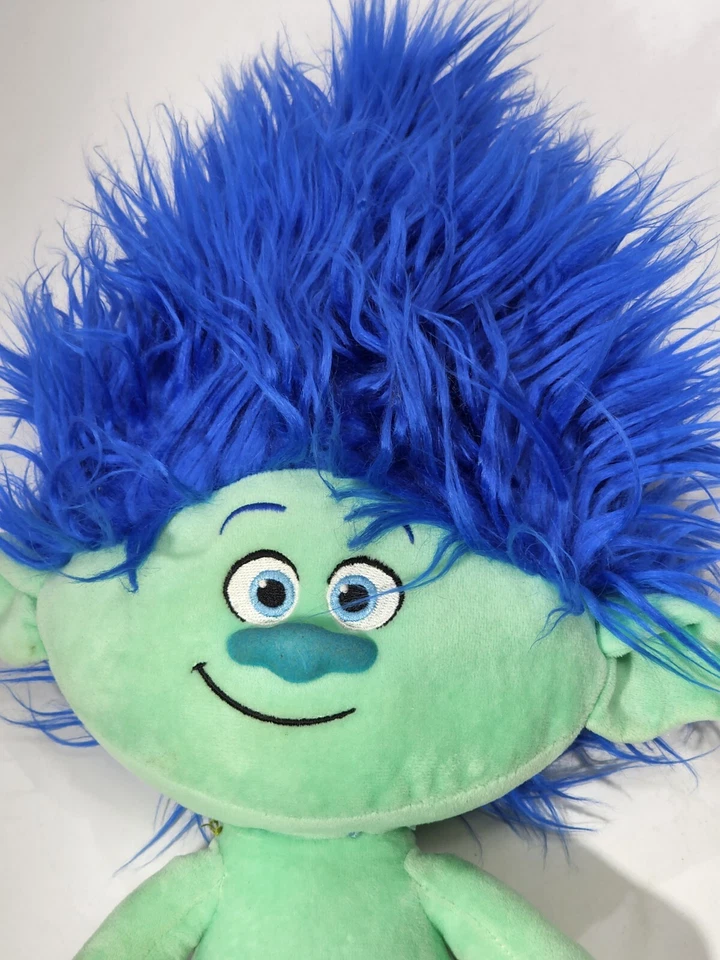 Dreamworks 2016 Trolls "Branch" 蓝色头发毛绒娃娃 16" & 11 — 第 3/4 张图片