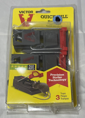 VICTOR QUICK KILL MOUSE TRAP REUSABLE  Set of 3 in PACKAGE  Easy to Set & Use