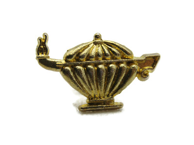 Vintage Gold Tone Lamp of Knowledge Pin Nursing School Aladdin Genie Lamp Brooch