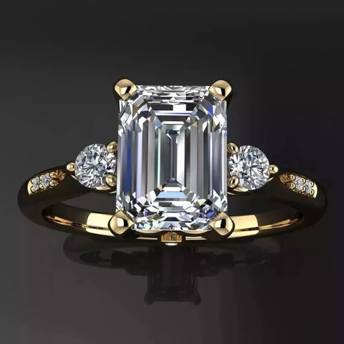 5 Ct. Emerald Cut White Diamond Ring Grate Shine & Luster in 925 Sterling Silver
