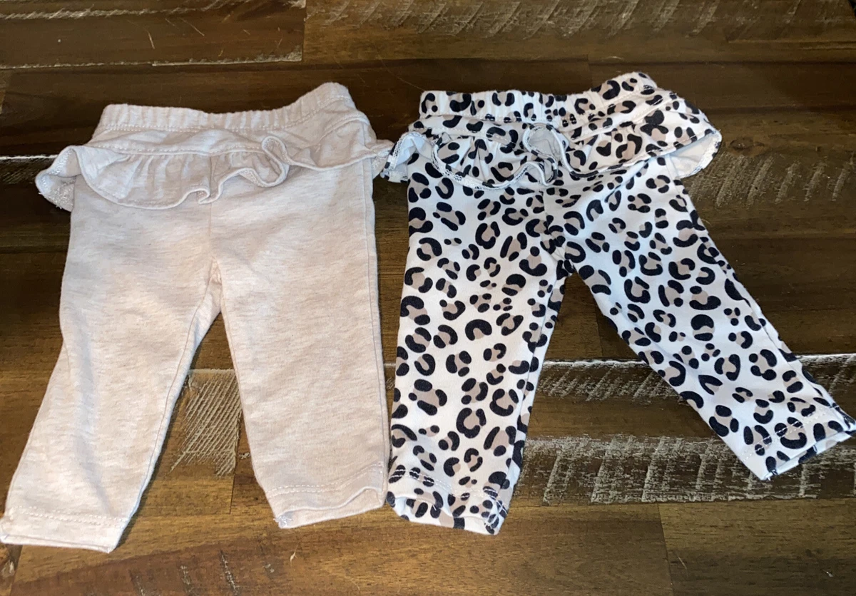 2 Baby Girls Garanimals Skeggings Skirt Leggings Pants Tan Leopard NB 0-3