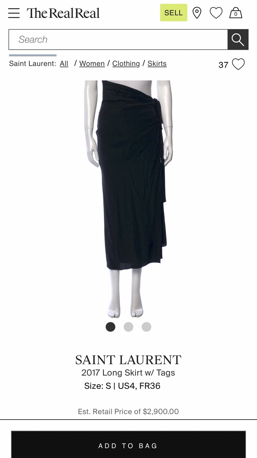 Crepe De Chine di seta asimmetrica drappeggiata Saint Laurent 2017 RIDOTTO da $1.700!!