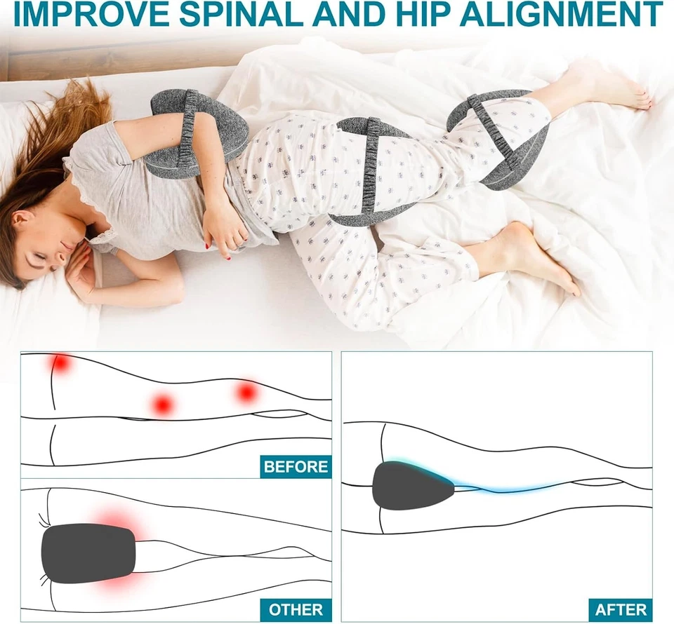 Almohada Premium para Piernas Espuma Memoria Almohada para Alivio del Dolor de Piernas y Rodillas para Dormir de lado Foto 3 de 4