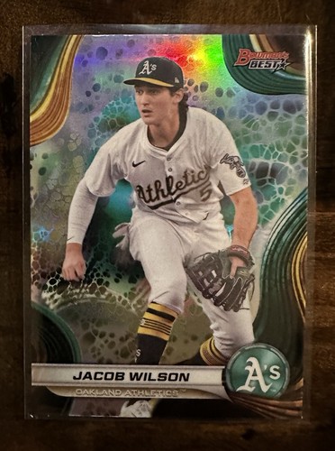 2024 Bowmans Best Baseball Jacob Wilson Wave Refractor Oakland A's Prospectš„ - Picture 4 of 7