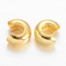 100 pcs Gold Plated Crimp Beads Smooth Ball Spacer Bead Covers 4mm