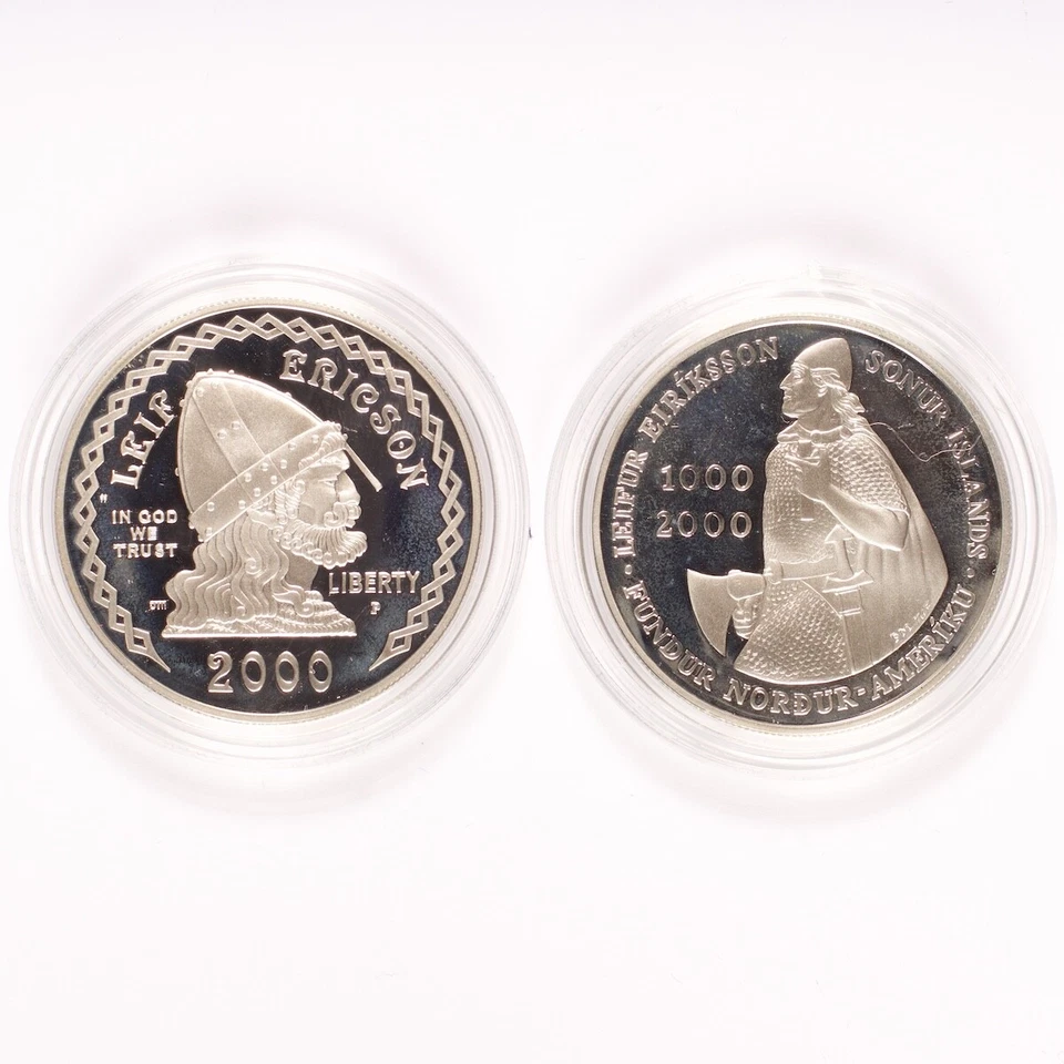 2000 Erickson & Iceland Commemorative Proof Silver Dollars 2-Coin Set - Image 2 of 3