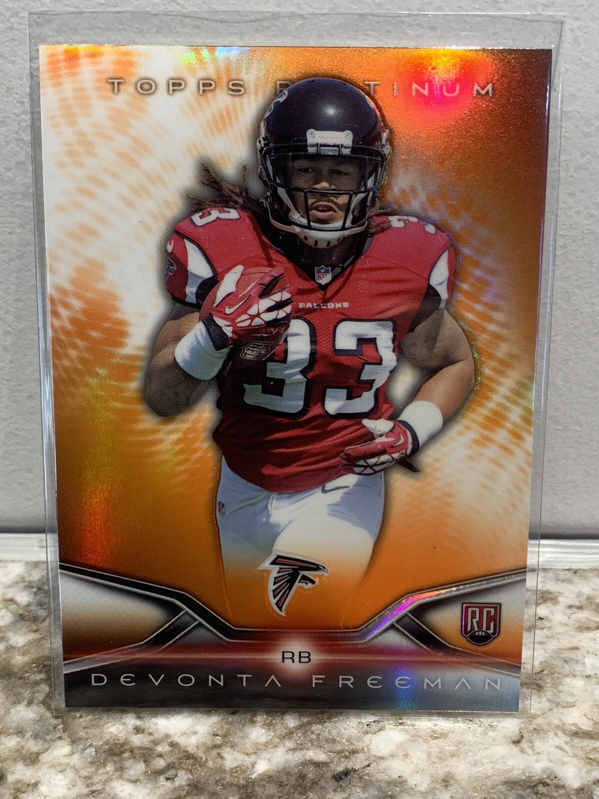 2014 Topps Platinum Devonta Freeman Orange Refractor RC No. 130 Atlanta Falcons
