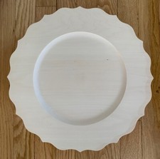 Basswood Scalloped Plate Flat Rim Woodcarving Woodburning Painting 14” Have 8