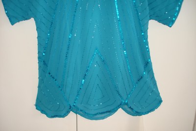 Chemisier Scintillant Joanna Hope Turquoise à Paillettes Et Perles - Taille 16 Grande Taille - Neuf Avec étiquettes