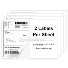 200-10000 8.5"x5.5" Shipping Labels Rounded Corner Self Adhesive 2 Per Sheet USA