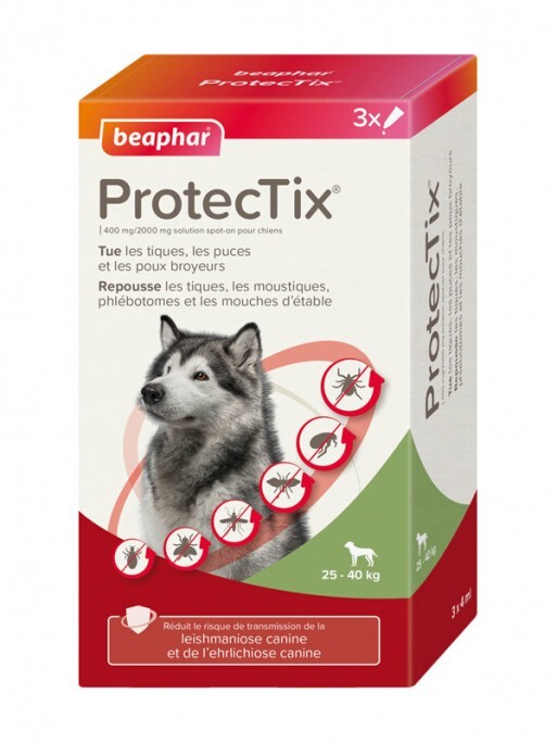 Pipettes Protectix Beaphar chien 25-40 kg action repoussante tiques et puces