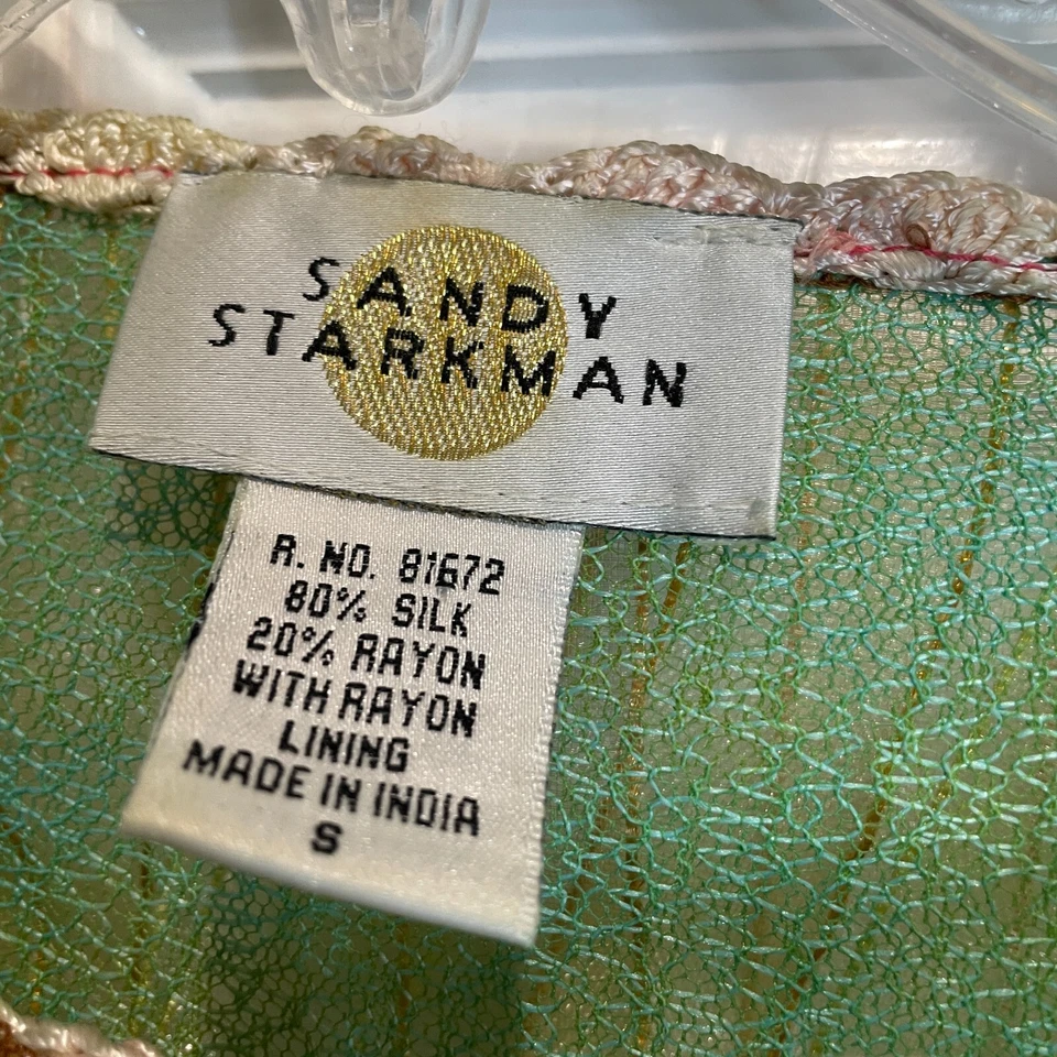 Vintage Sandy Starkman Womens Small Art to Wear Silk Ribbon Button Dress Jacket - Image 3 of 4