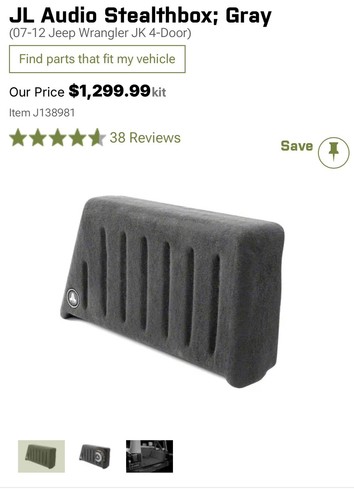JL Audio Stealthbox for 2007-2017 Jeep Wrangler NO WOOFER SB-J-UNLTD4D/13TW5v2 - Picture 3 of 4