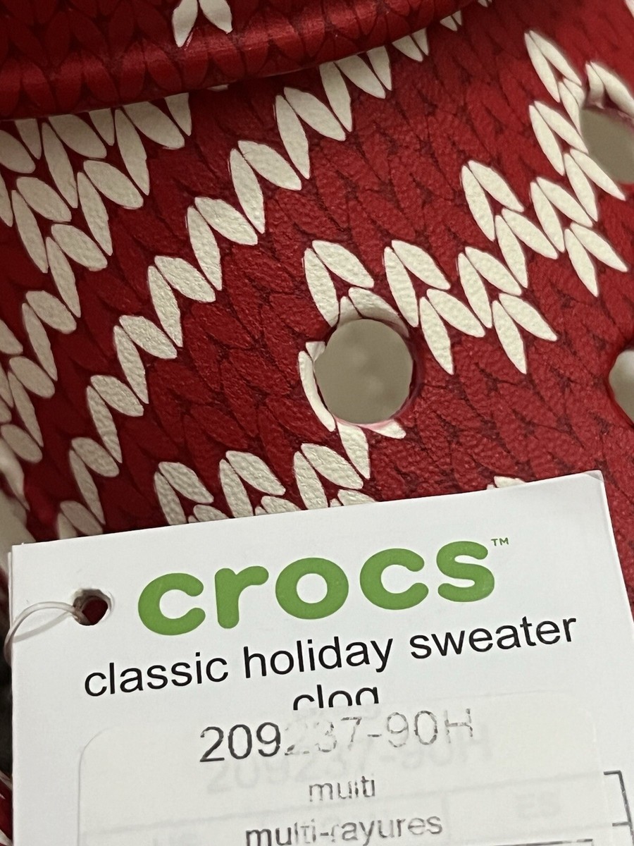 Crocs Adult Classic Clogs Red Holiday Sweater Men display picture 1